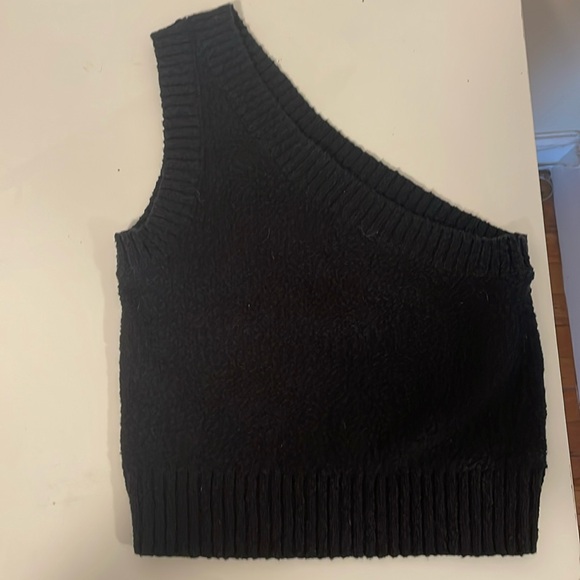 Madewell One-Shoulder Black Sweater Tank - Picture 2 of 7